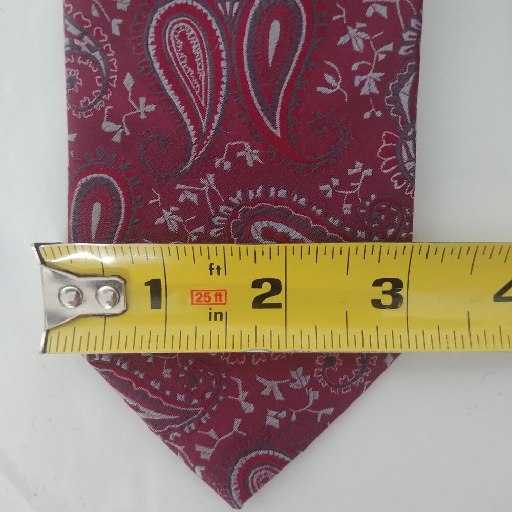 100% silk Valdemar Black Label dark red burgundy paisley pattern tie - Picture 5 of 8